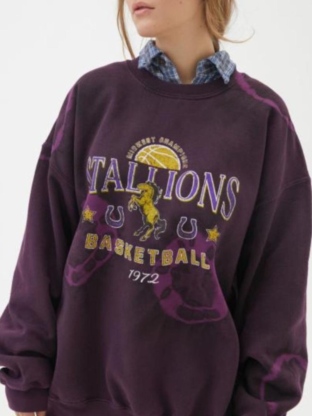 Urban Outfitters Vintage Re-Worked Stallions Basketball Sweatshirt